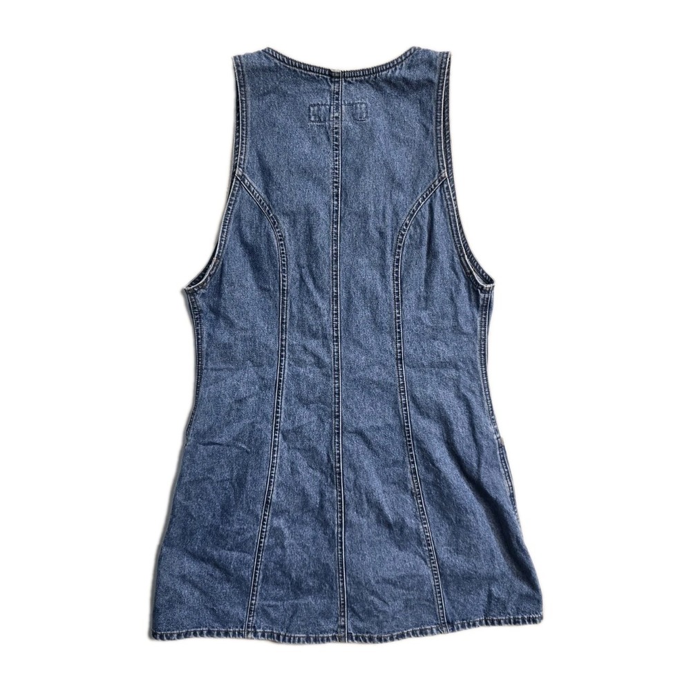 Vintage Y2k Squeeze Denim Romper M Blue Zip Up Women's - Picture 2 of 3
